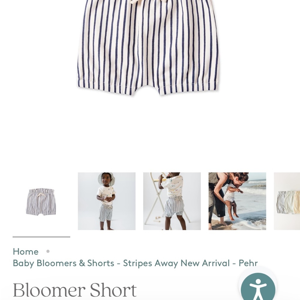 Pehr Striped Baby Bloomer Shorts - Navy and White
